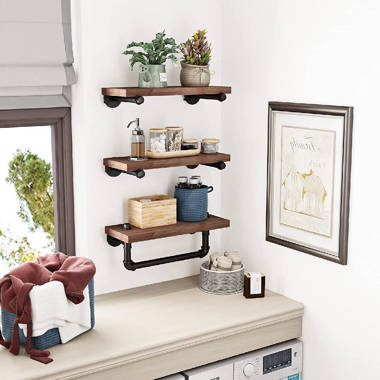 Efaz 3 Piece Solid Wood Floating Shelf