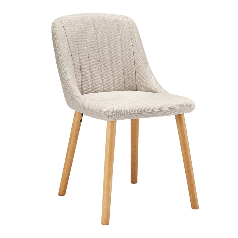 Velvet Dining Chairs With Wooden Legs Set Of 4, Beige Linen/Natural, 4