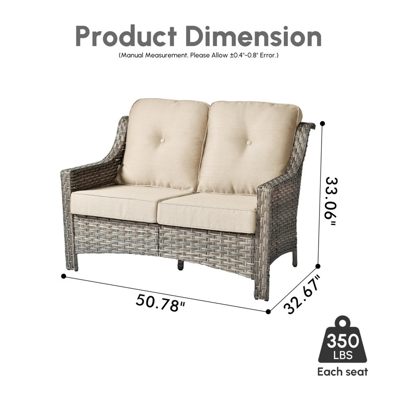 Canapé d'extérieur en osier avec coussins Emanuell, Beige