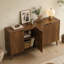 Buffet moderne du milieu du siècle à 4 portes de 140 cm (55 po) avec étagères ajustables, noyer