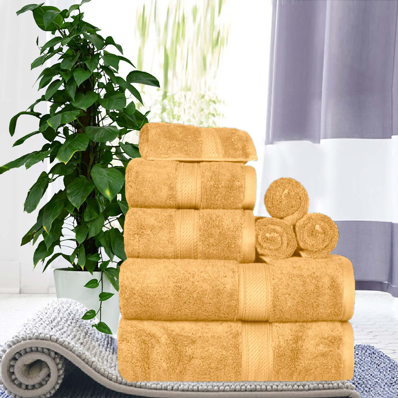 Scotia Egyptian Cotton Bath Towel Set, Gold, 9Pc Towel Set  (3Bath, 3Hand, 3Face)