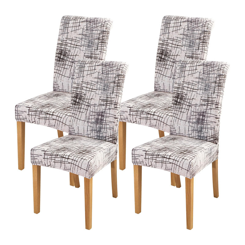 Housse pour chaise de salle à manger extensible beige, ensemble de 4 chaises