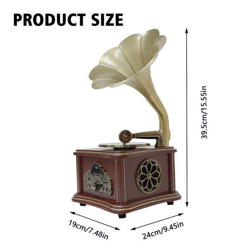Audio stéréo, Bluetooth sans fil, mini haut-parleur Bluetooth de style rétro en bois brun foncé, entrée AUX, lecture USB et prise casque 3,5 mm