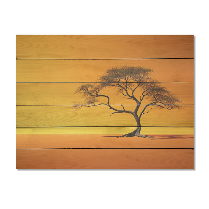 Arbre africain Aura I - Art africain sur bois de pin naturel, H 30 po x l 40 po