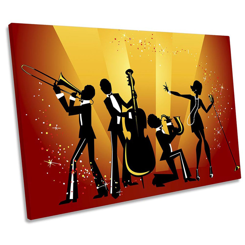 Jazz Band Music Musical - Wrapped Canvas Art Prints, 91.4cm H x 137.2cm W x 4cm D