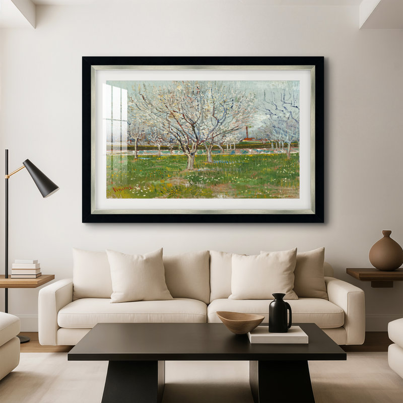 Verger en fleurs (pruniers), 1888 - Vincent van Gogh - Estampe encadrée sur mesure, 28x40 INNER SIZE, Framed Print with Mat