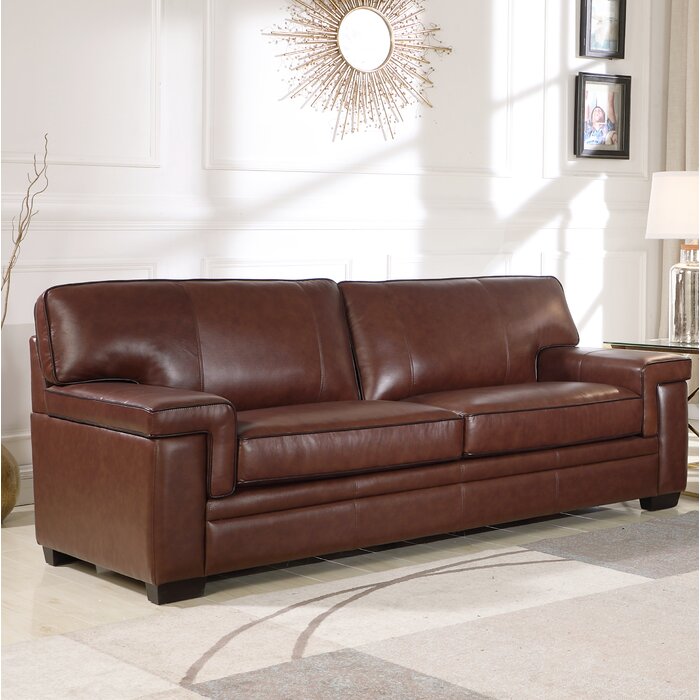 Three Posts™ Cabott 85'' Leather Sofa & Reviews | Wayfair