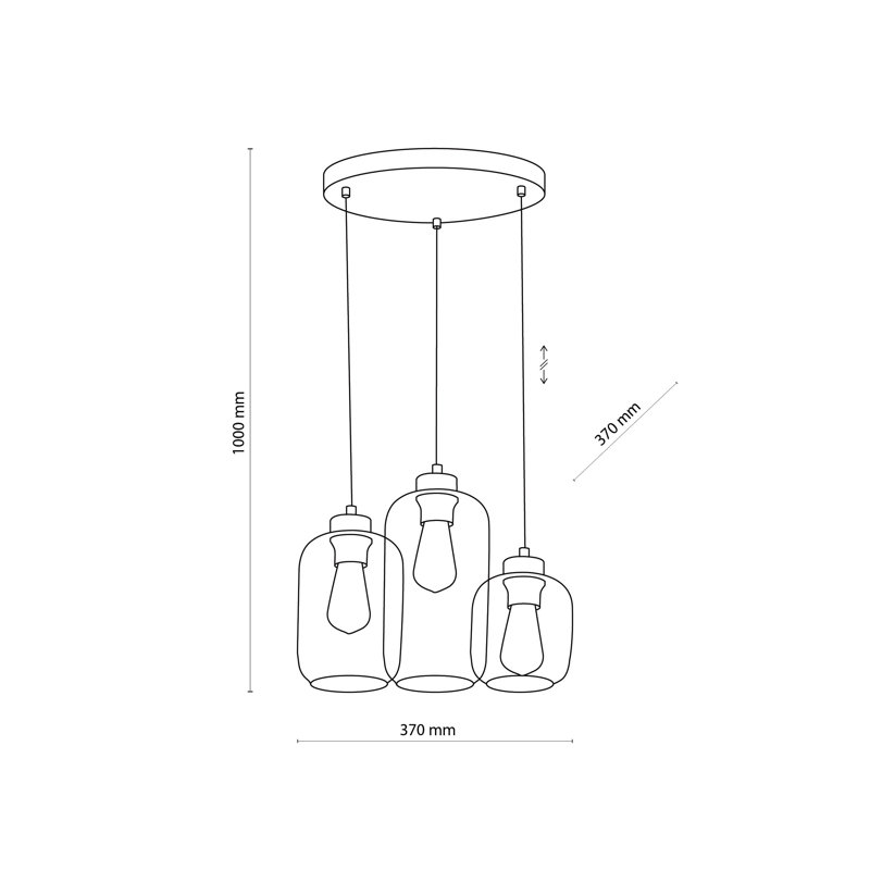 Saucedo 3 - Light Cluster Pendant, Transparent/Brown