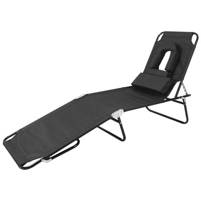 Chaise longue de plage pliante face vers le bas avec chaise longue de bronzage inclinable avec charge maximale de 265 lb avec dossier à 5 angles et 3 coussins amovibles pour la piscine de plage