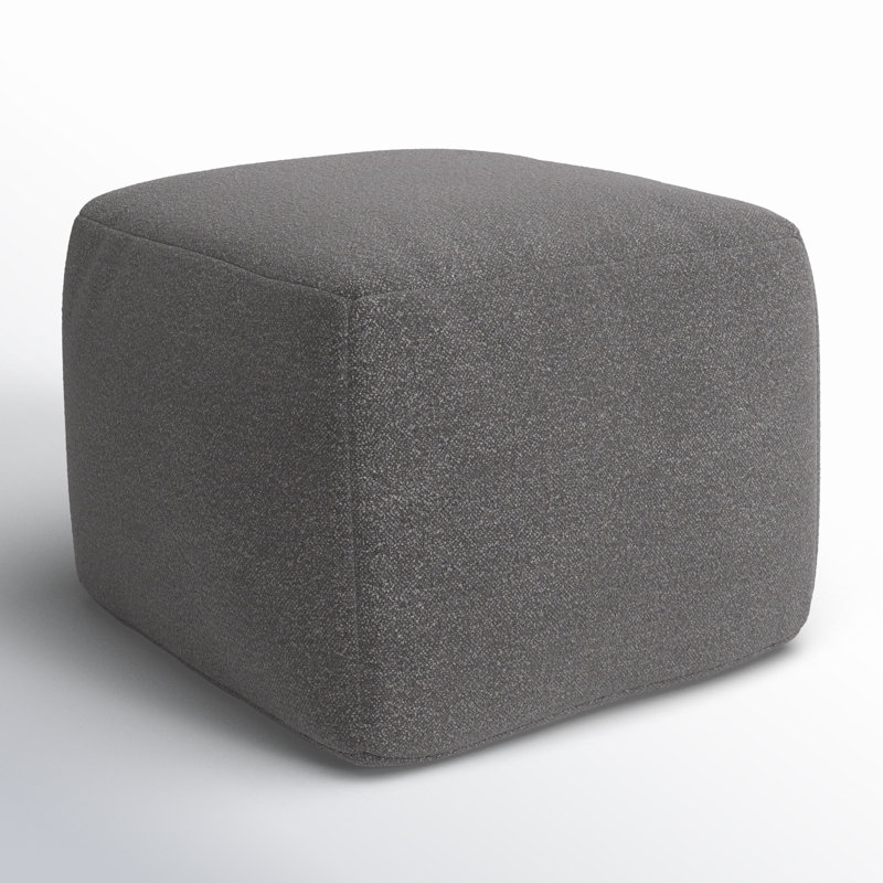 Inaki Upholstered Pouf, Charcoal Boucle