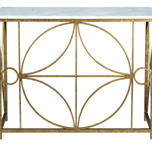 Rome Console Table, Royal Gold, Carrera Marble