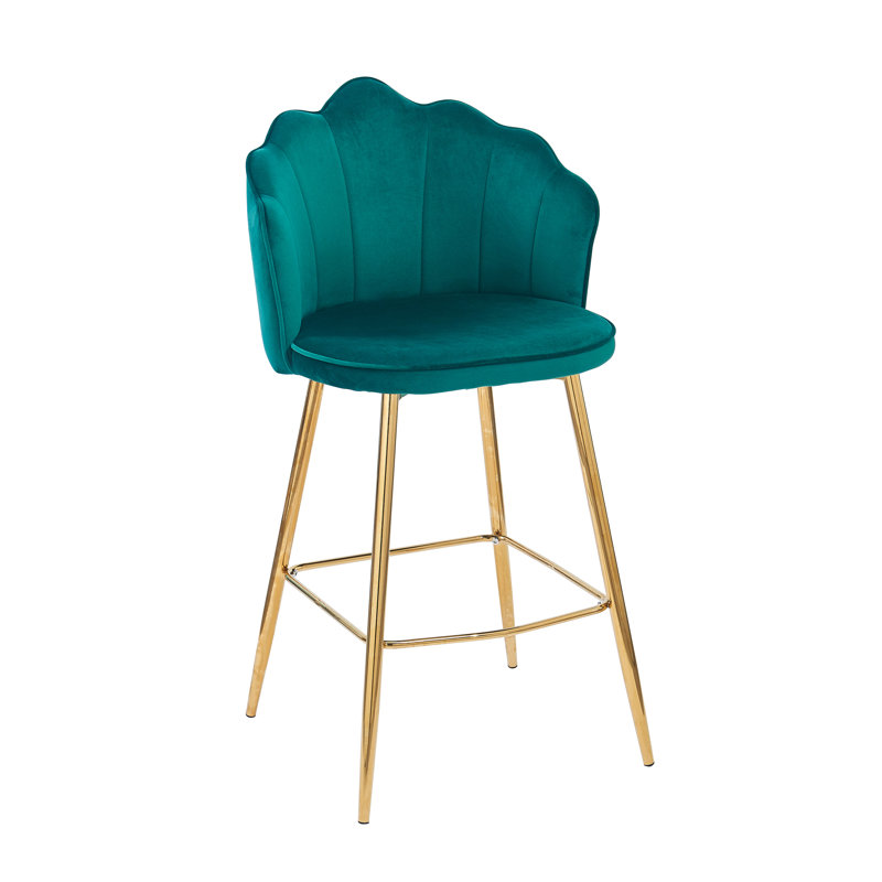 Sahuarita Upholstered and Velvet Bar Stool, Green