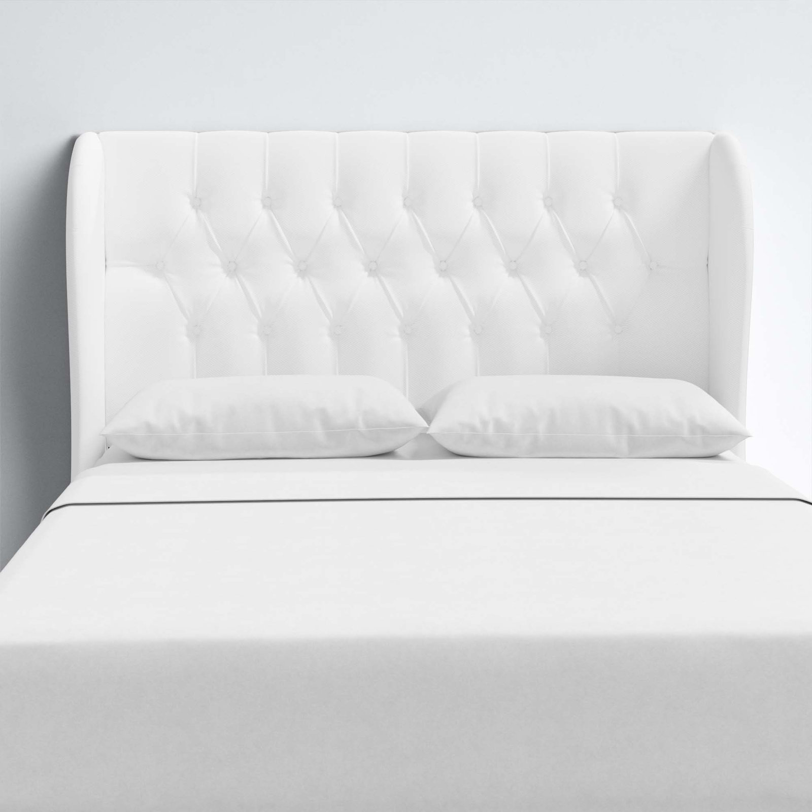 Tomey Upholstered Headboard, King, White Performance Twill