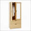 Armoire 2 portes en bois avec tringle, tiroirs, lumière à induction et miroir pour le rangement de la chambre à coucher
