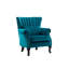 Fauteuil à oreilles en velours bleu sarcelle avec coussin Dorava-811303969