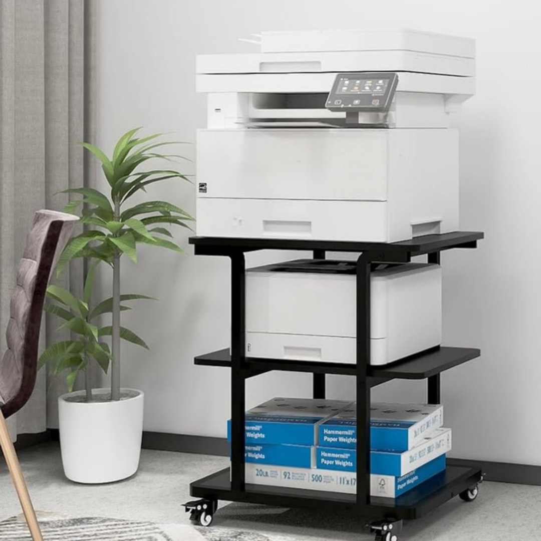 Laser Printer Stand 3-Tier with Storage Heavy Duty Rolling Cart