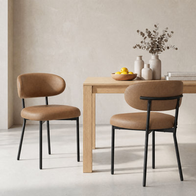 Modern Upholstered Dining Chair, Metal Legs