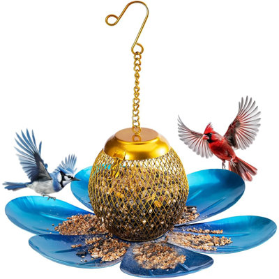 Metal Bird Feeders For Outdoors Hanging, Mesh Wild Birds Feeder For Outsides, Flower Feeder Birds Lovers As Garden Yard Decoration Ideas(Blue) -  Arlmont & Co., 738D76ADB3B349A3877550BB6625470D