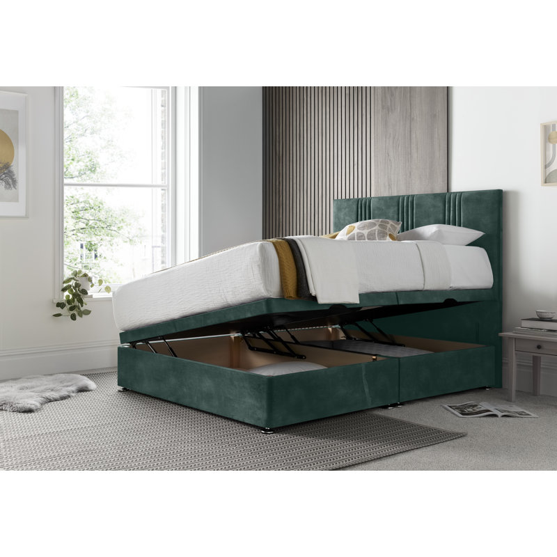 New Empire Conistan Ottoman Storage Bed with Floor Standing Headboard, Small Double (4'), Emerald