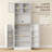 HOMCOM 66.5" Pantry Cabinet With Microwave Stand