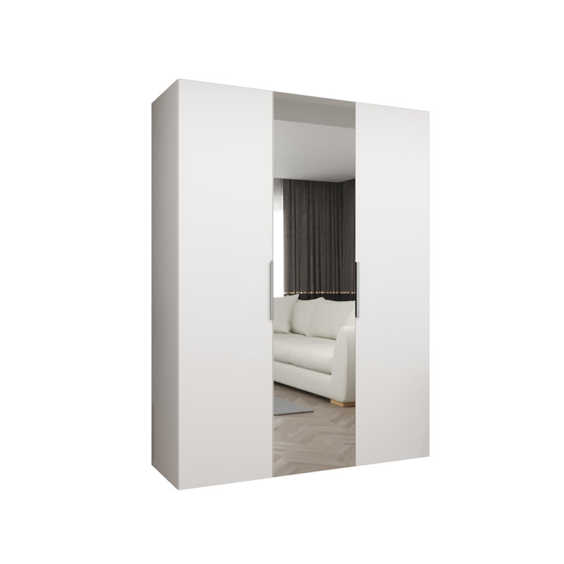 Manufactured Wood Wardrobe, white matt + handles: cashmere