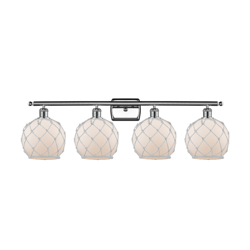 Larochelle 4 - Light Dimmable Vanity Light, 60 Watt Vintage Incandescent Bulb, White/Off White, Polished Chrome