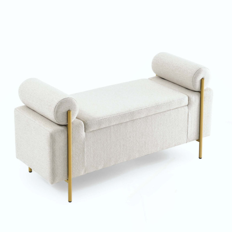 Banc de rangement en tissu Reyanne, Beige