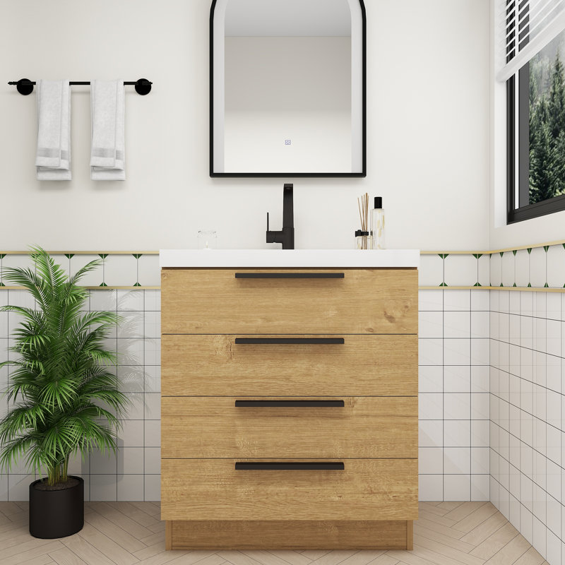 Meuble-lavabo autoportant Carla, 30", Chêne naturel