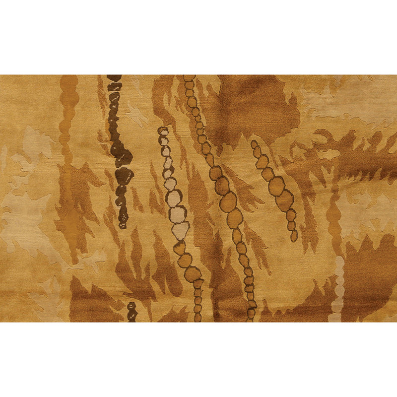 Hand Knotted Wool Area Rug in Beige And Brown