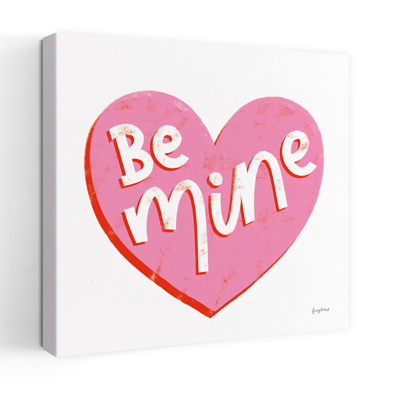 Art contemporain lettres d'amour avec cœur Be Mine, H 18 po x l 18 po