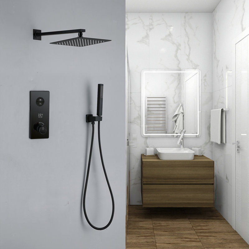Système de douche thermostatique complet, Matte Black
