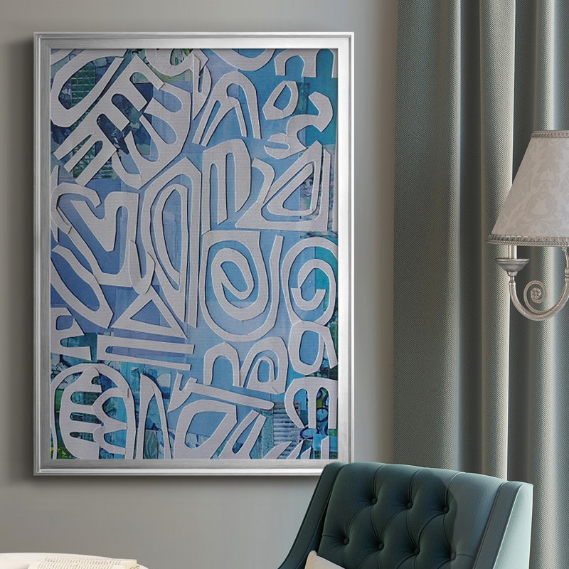 Santorini, reproduction d'art encadrée, Argent, H 36,5 po x l 26,5 po x P 1 po