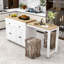 Chariot de cuisine polyvalent avec roues verrouillables, table extensible et armoires spacieuses-49812788