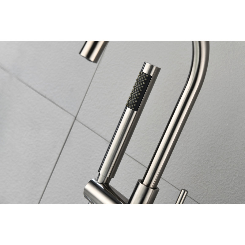 Brushed Nickel Tub Faucet With Handheld Shower And Water Flow Meter Filler Purification Function