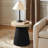 Light Wood Finish Top with Black Base Manufactured Wood Round Side Table