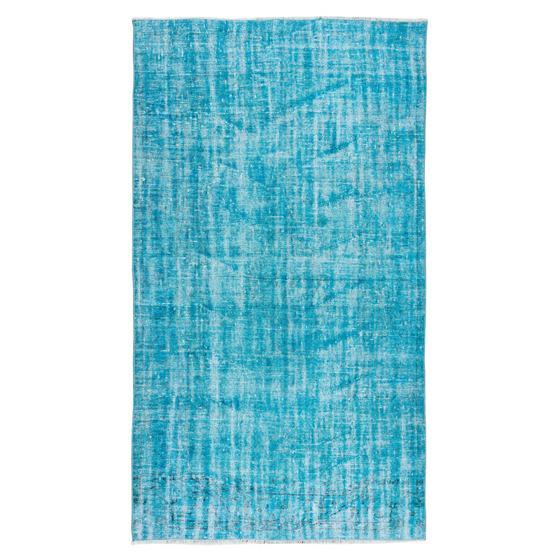 Tapis authentique teint à la main 5 pi x 8,6 pi bleu sarcelle pour le bureau et la maison modernes
