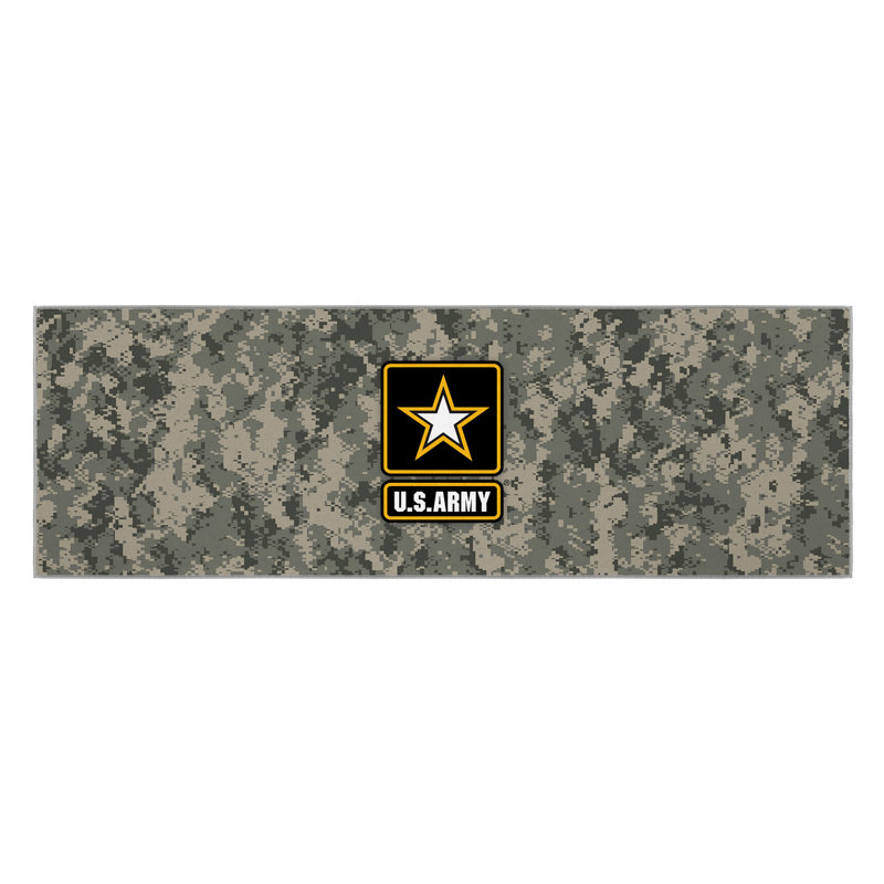 US Army Logo Non-Slip Area Rug For Bedroom, Kitchen, Multi/Camo, Runner 1'8" x 4'11"