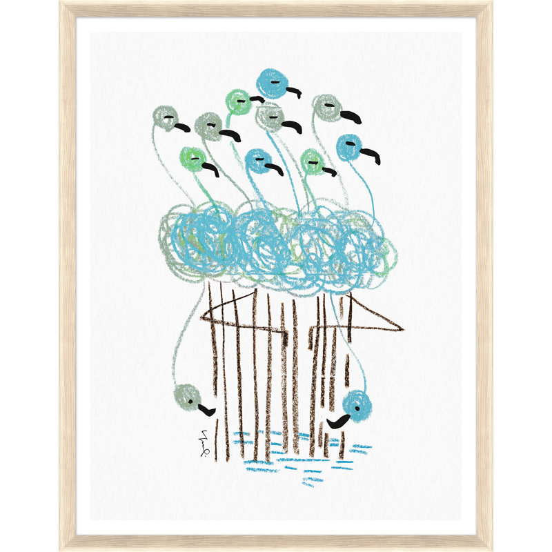 Bouquet de flamants roses, bleu, Bleu
