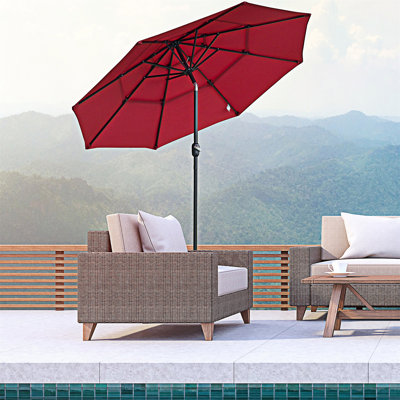 Parasol de patio avec manivelle Outsunny Tiers