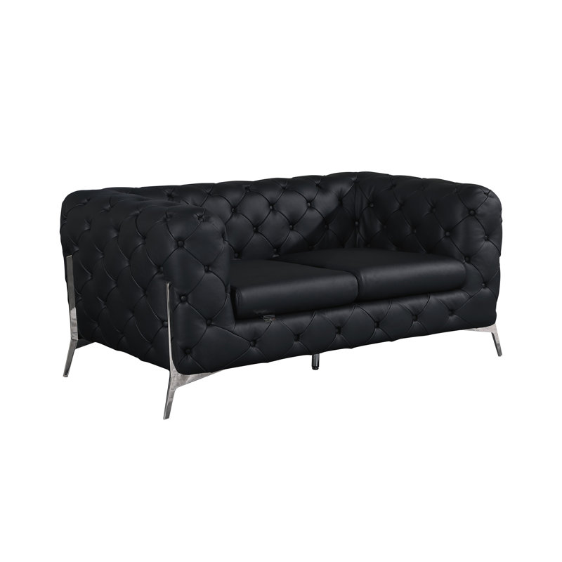 Causeuse en cuir 100% italien Global United, Noir
