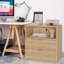 Table de chevet cannelée avec station de charge, table de chevet de ferme moderne en bois massif, 2 tiroirs, 23 pouces de large, pour la chambre à coucher ou le bureau-519614064
