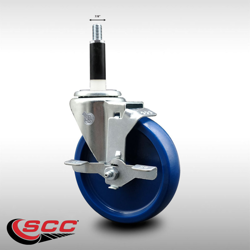 Roulettes pivotantes extensibles en poly 5 po 7/8 po avec frein SCC