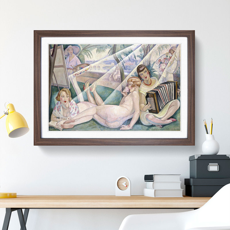 A Summers Day by Gerda Wegener - Picture Frame Painting, Walnut Framed, 27cm H x 36cm W x 2cm D