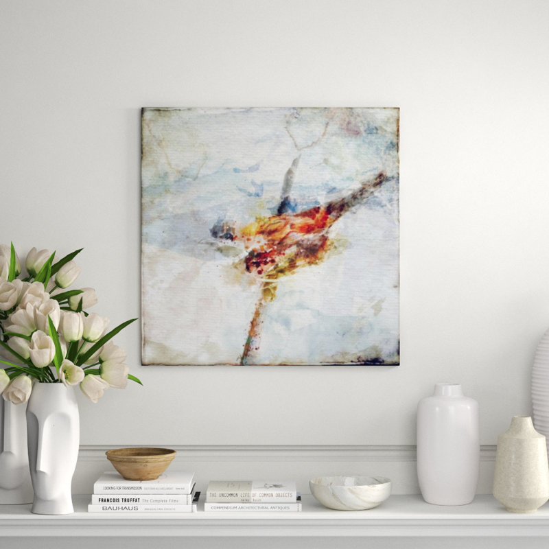 Watercolor Bird IV Painting by Zoey Riley, Knife Gel, 24" H x 24" W x 1.5" D