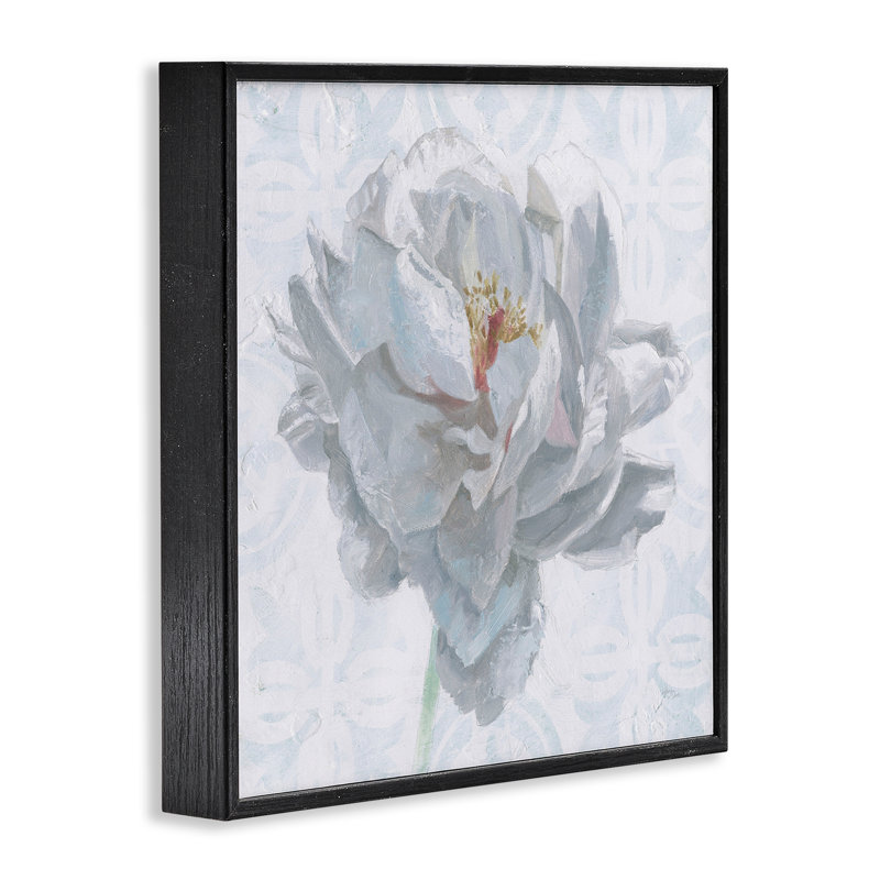 Pivoine blanche sublime par Wellington Studio bg-010, H 12 po x l 12 po, Giclée encadrée noir minuit