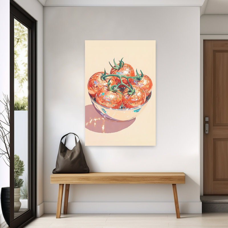 «Disco Tomato Still Life Elegant Modern Vibrant Fruit», art mural, H 60 po x l 40 po