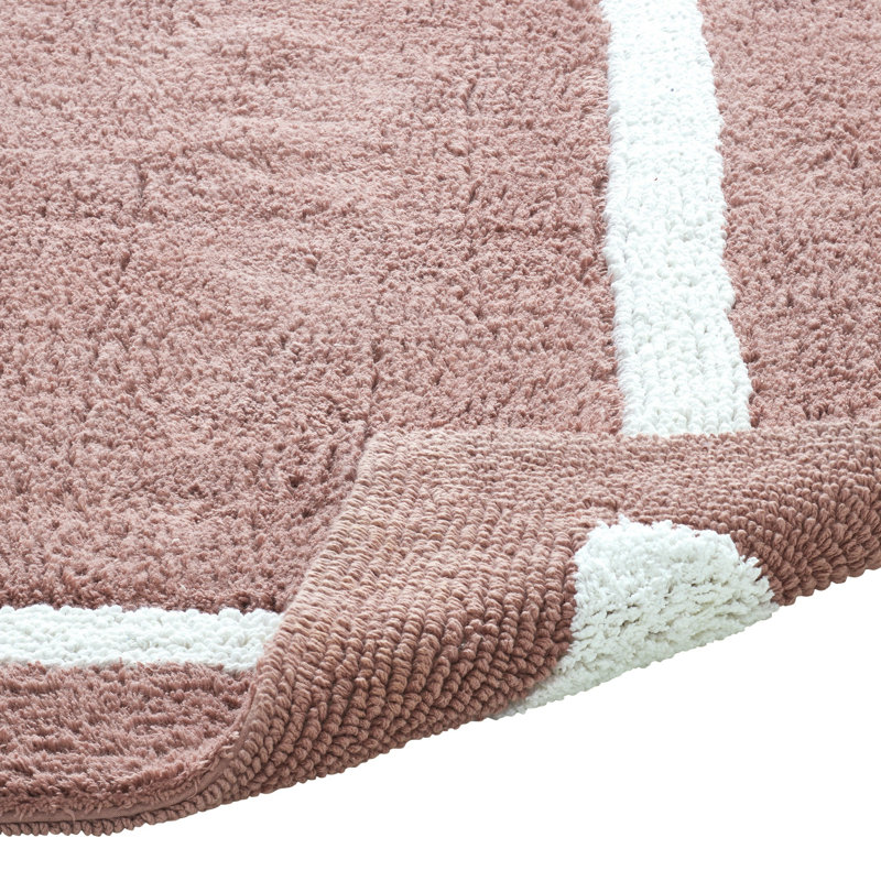 Broshous Premium 100% Cotton 2370 GSM 2-Piece Bath Rug Set, Ultra Plush Tufted Bathroom Mats, Super Absorbent OEKO-TEX® Certified, Reversible, Machine Washable, Spa-Like Comfort, PInk/White