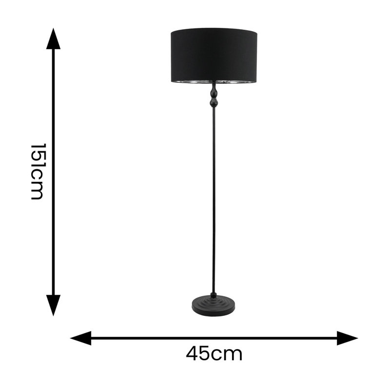 Darthea 151cm Traditional Floor Lamp, Yes, Matte, Black