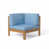Coussin bleu / cadre naturel