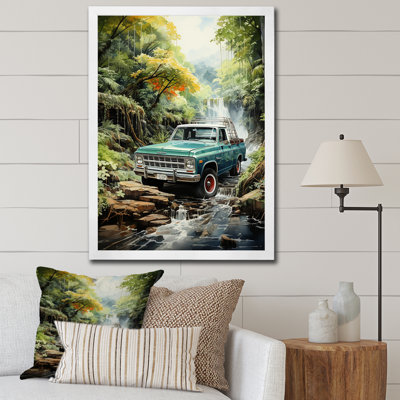 «Becht Green Pickup Truck Enchanting Waterfall II», reproduction